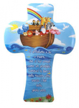 CR FR/034 CROCE IN POLIMERO CON IMMAGINE EFFETTO LUCIDO ARCA DI NOE' / ANIMALI cm 15x22 CIRCA