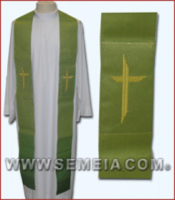 SL GM/001 STOLA DA CONCELEBRAZIONE COLORI SFUMATI 85%LANA 15%LUREX  RICAMO CROCE