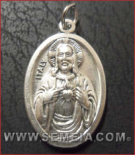 MEDAGLIA METALLO ARG.OX mm 22 S.CUORE/CARMELO