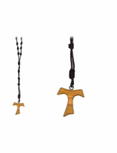 RS FR/035 ROSARIO IN CORDA CON CROCE TAU MARRONE