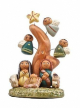 PR SP/024 PRESEPE ETNICO PERUVIANO ALBERELLO IN TERRACOTTA DIP. A MANO cm 8x4,5 CIRCA