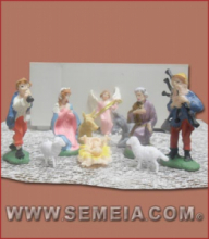NATIVITA' CON PASTORI E ANIMALI (10 PZ.) cm 4,5