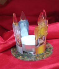 CORONA DELL'AVVENTO CANDELINE IN PLEXI CON BASE DIAM. cm 10 E CANDELA DIAM cm 5,5