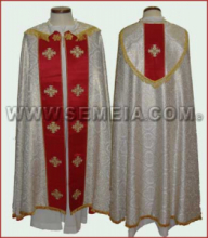 PV P/001 Piviale bianco in tessuto broccato e seta 