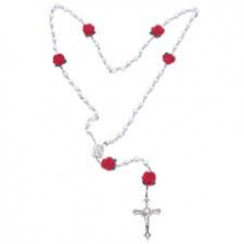 RS FR/044 ROSARIO C/GRANO PATER ROSSO A FORMA DI ROSA E CROCIERA SMALTINO SOGG. VARI