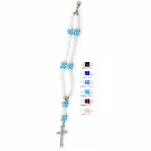 RD CC/005 BRACCIALE ROSARIO ELASTICO GRANI CRISTALLO E CROCE STRASS - COLORI ASSORTITI