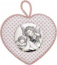 SOPRACULLA CUORE CON PLACCA IN BILAMINATO ARGENTO E CARILLON