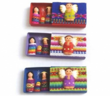 PR SP/061 PRESEPE ETNICO PERUVIANO SCATOLA DI FIAMMIFERI IN TERRACOTTA DIP. A MANO cm 5,3x3,8 h CIRCA 