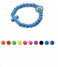 RD FR/080 BRACCIALE ELASTICO IN GOMMA C/CROCE + MED.SMALTINO 10mm PER BIMBI FLUO