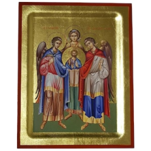 QD SP/189 ICONA GESU' CON I TRE ARCANGELI cm 14x17 CIRCA SERIGR. APPENDERE/APPOGGIO C/PIEDINO