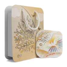 QD FR/168 QUADRETTO IN POLIMERO CON SOGGETTO INCISO E DETTAGLI ARGENTATI cm 10x10 CIRCA COMPLETO DI SHOPPER 15x19 CIRCA