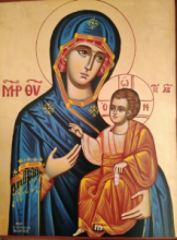 QD SP/193 VERGINE ODEGITRIA MANTO BLU cm 30x40 DIPINTA