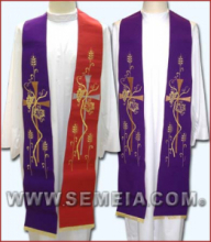 SL GM/014-P Stola bicolore croce uva e spiga tela 100% pol.